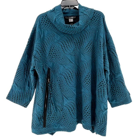 Ali Miles Pullover Womens 2X Cowl Neck Textured Tunic Sweater Top NWT - Picture 1 of 12